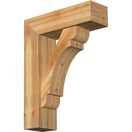 Ekena Millwork Olympic Block Rough Sawn Bracket w/ Offset Brace, Western Red Cedar, 8"W x 26"D x 34"H BKT0806X26X34OLY05RWR